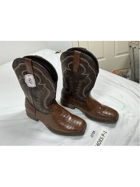 Mens New IUV Pullon Faux Snake Skin Western Mid calf Boots 13.5 Brown